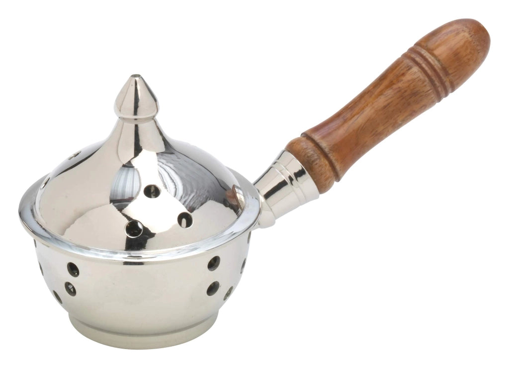 Piccolo braciere placcato in cromo, 17 cm, per carbone da affumicatura