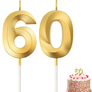 Set di candeline per compleanno, 60 anni, 2 pezzi, candeline per torte, 11,5 cm