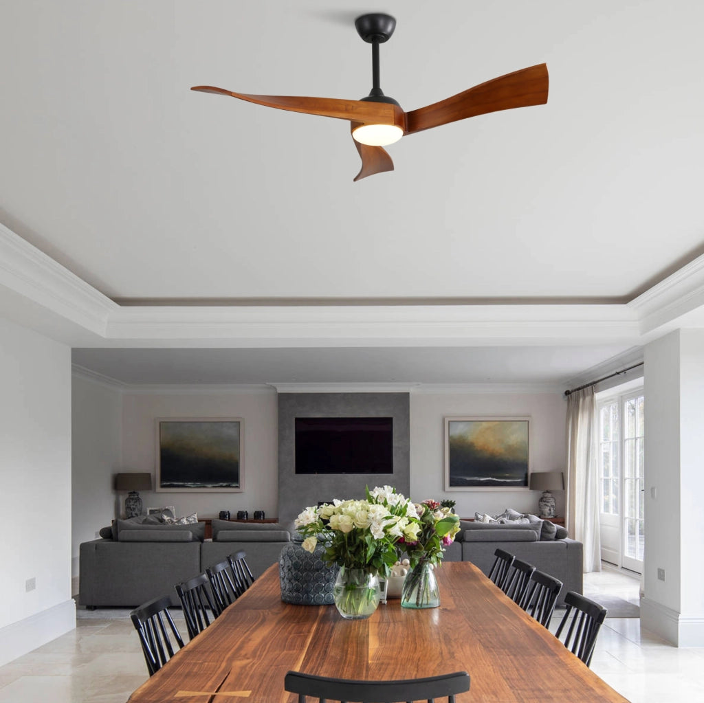 Ventilatore da soffitto 132 cm nero con motore DC, 6 velocit¨¤ e telecomando
