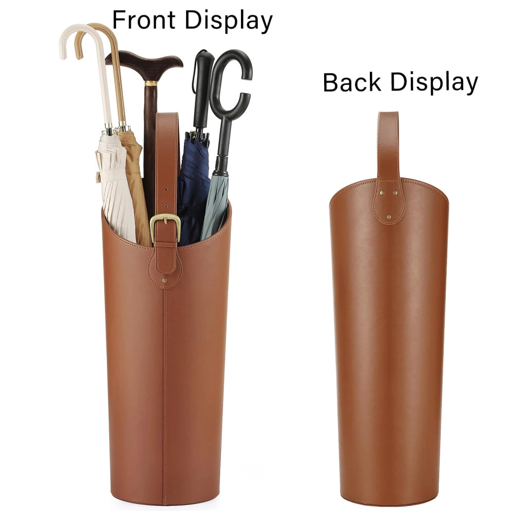 Portaombrelli in ecopelle, forma ovale, altezza 60 cm, con vaschetta di raccolta dell'acqua