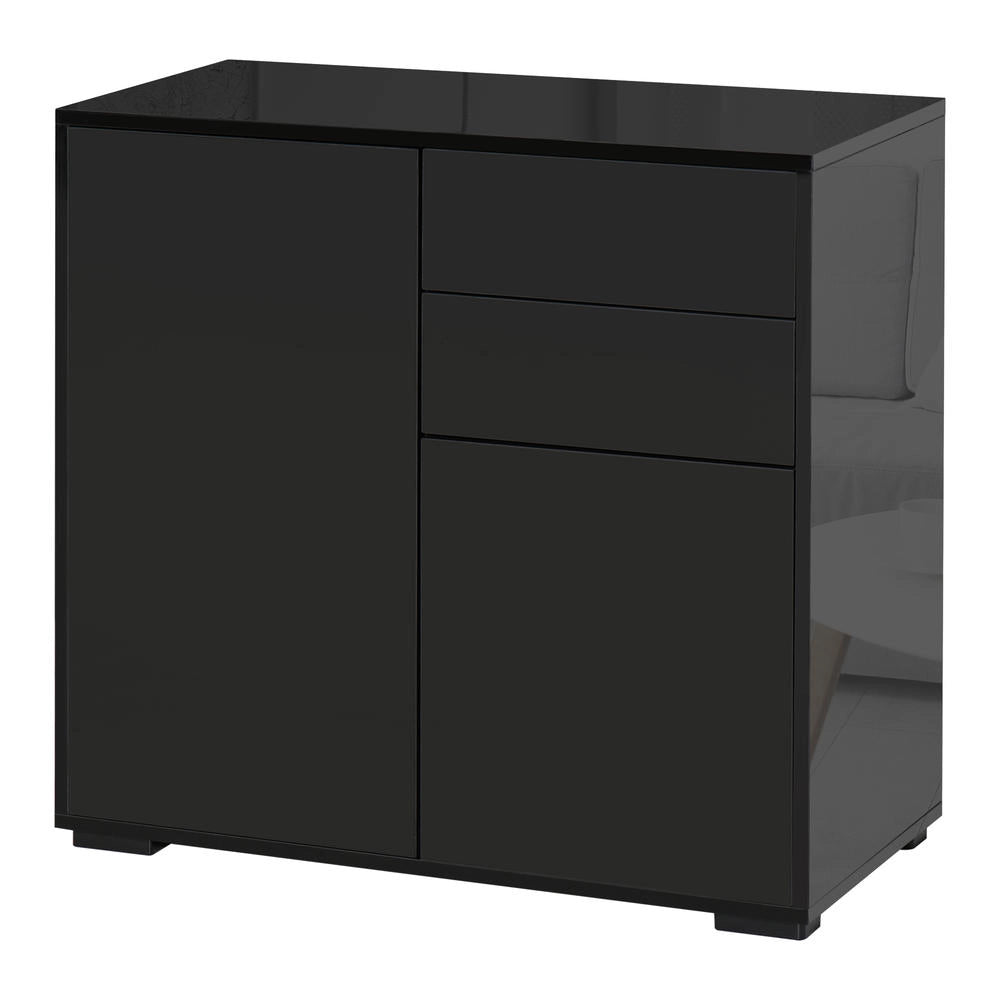 Mobiletto Multiuso Moderno con 2 Cassetti e 2 Ante per Casa e Ufficio in Legno Apertura a Pressione 79x36x74cm