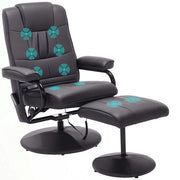 Poltrona Massaggiante Relax con Poggiapiedi Marrone 10 Punti Vibranti con Telecomando 77 cm x 84 cm x 95 cm Design Moderno per Casa