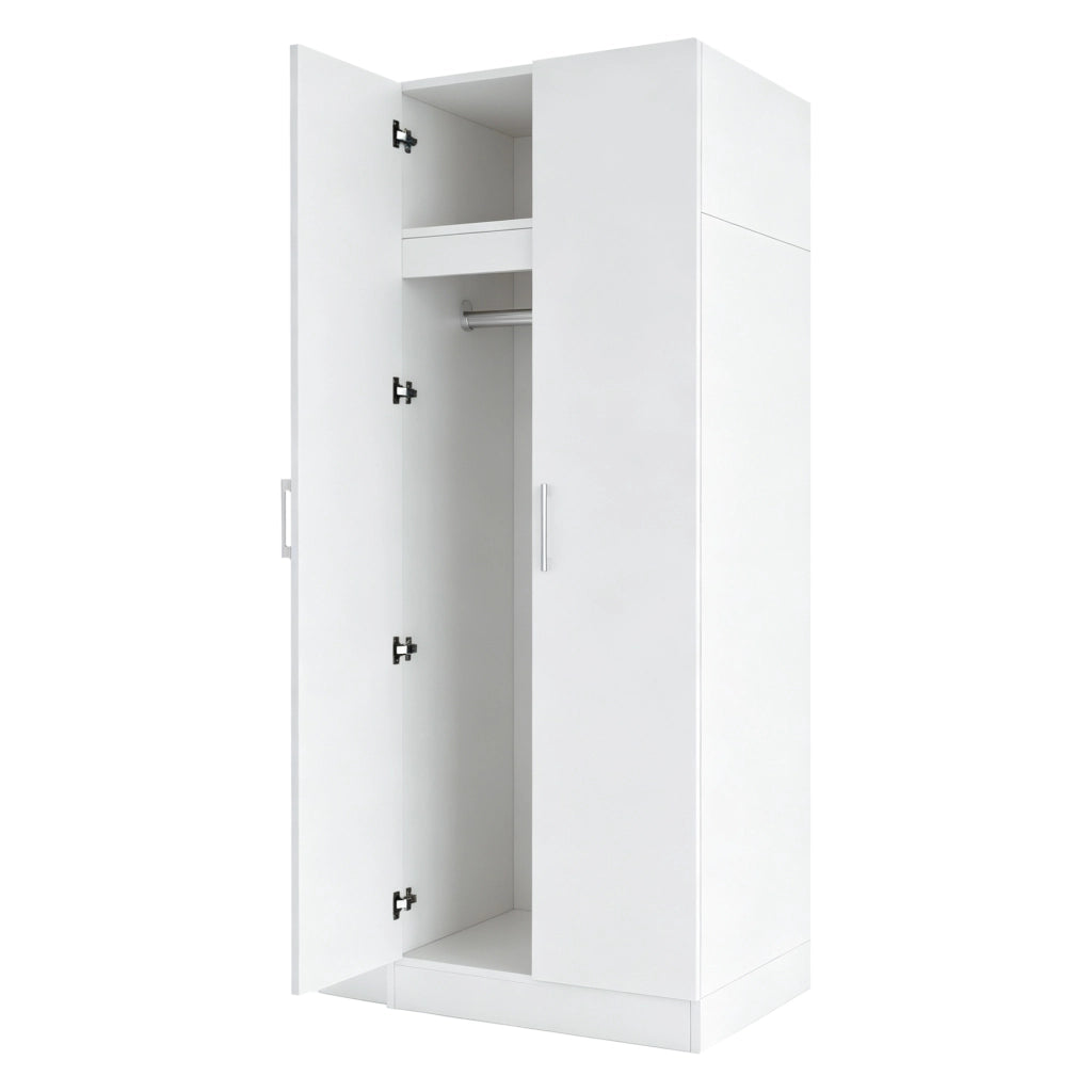 Armadio a due ante 90 x 55 x 170 cm con ripiani e cassetti