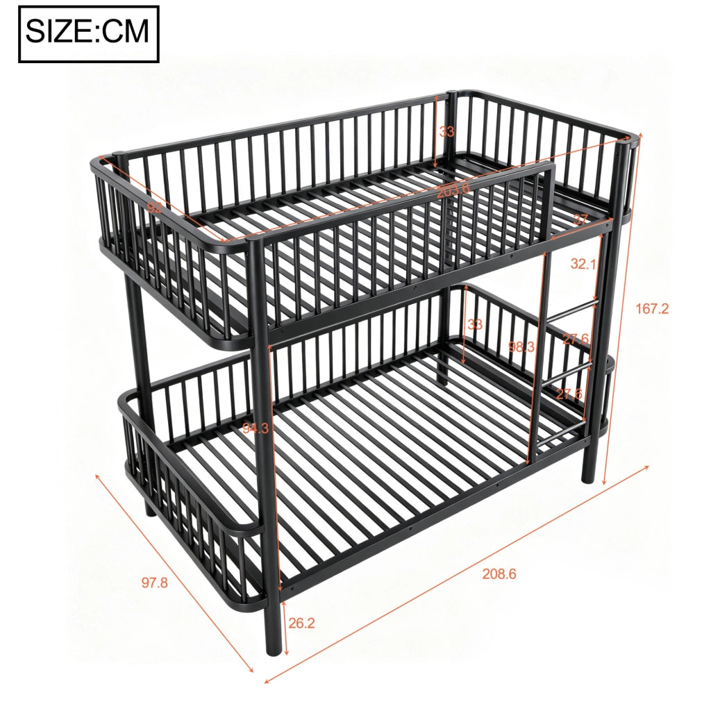 Letto a castello in metallo 90x200 cm con sponde