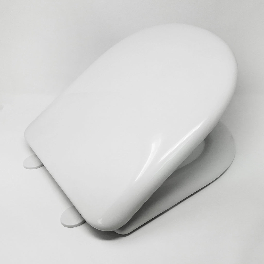 Copriwater universale a forma di "D", bianco, con cerniera removibile