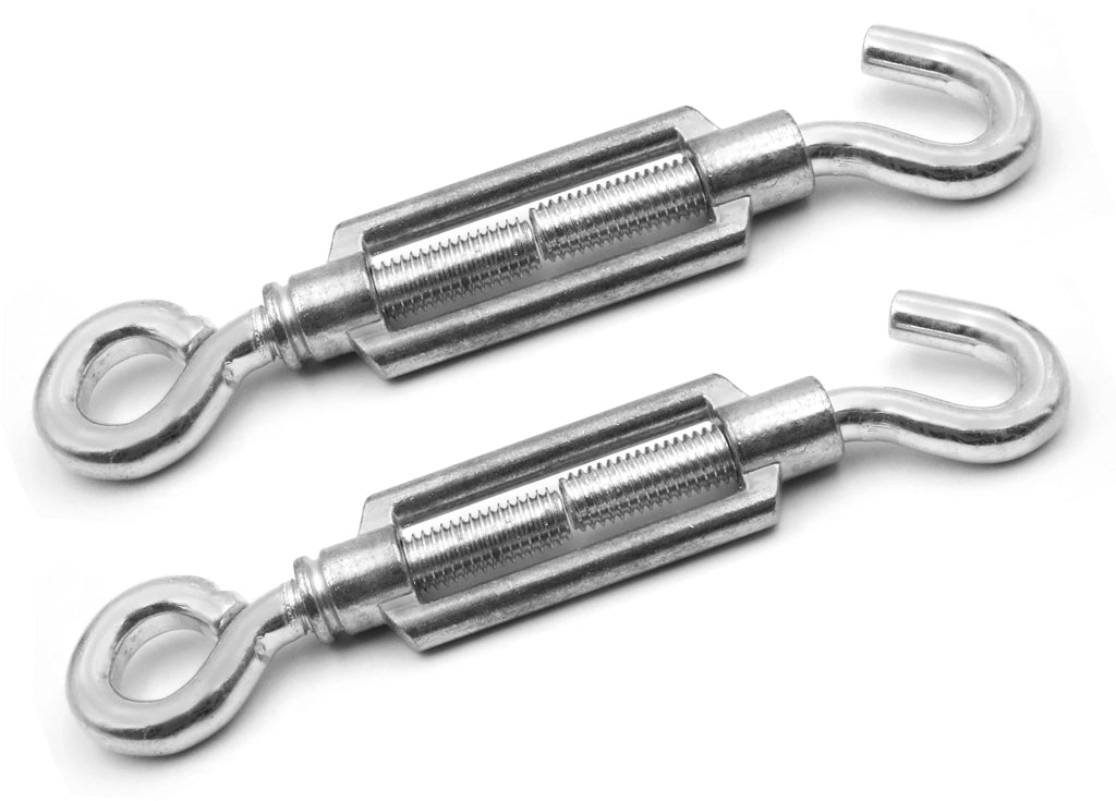 Set di 2 tenditori M6 x 60 mm con ganci e occhielli per recinzioni in filo, stendibiancheria, tende da sole, corde