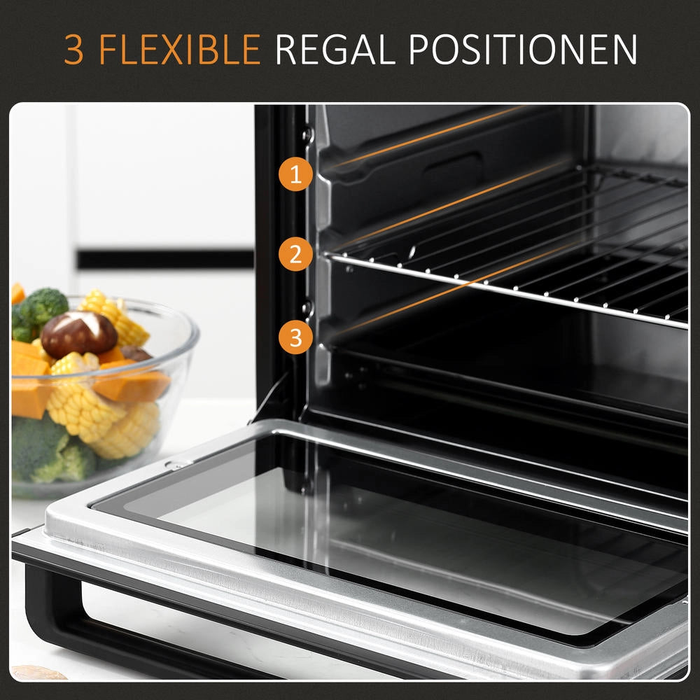 Mini Forno Elettrico Tostapane con Timer, 3 Modalità di Cottura, Teglia e Griglia, Compatto e Pratico per Casa, Nero