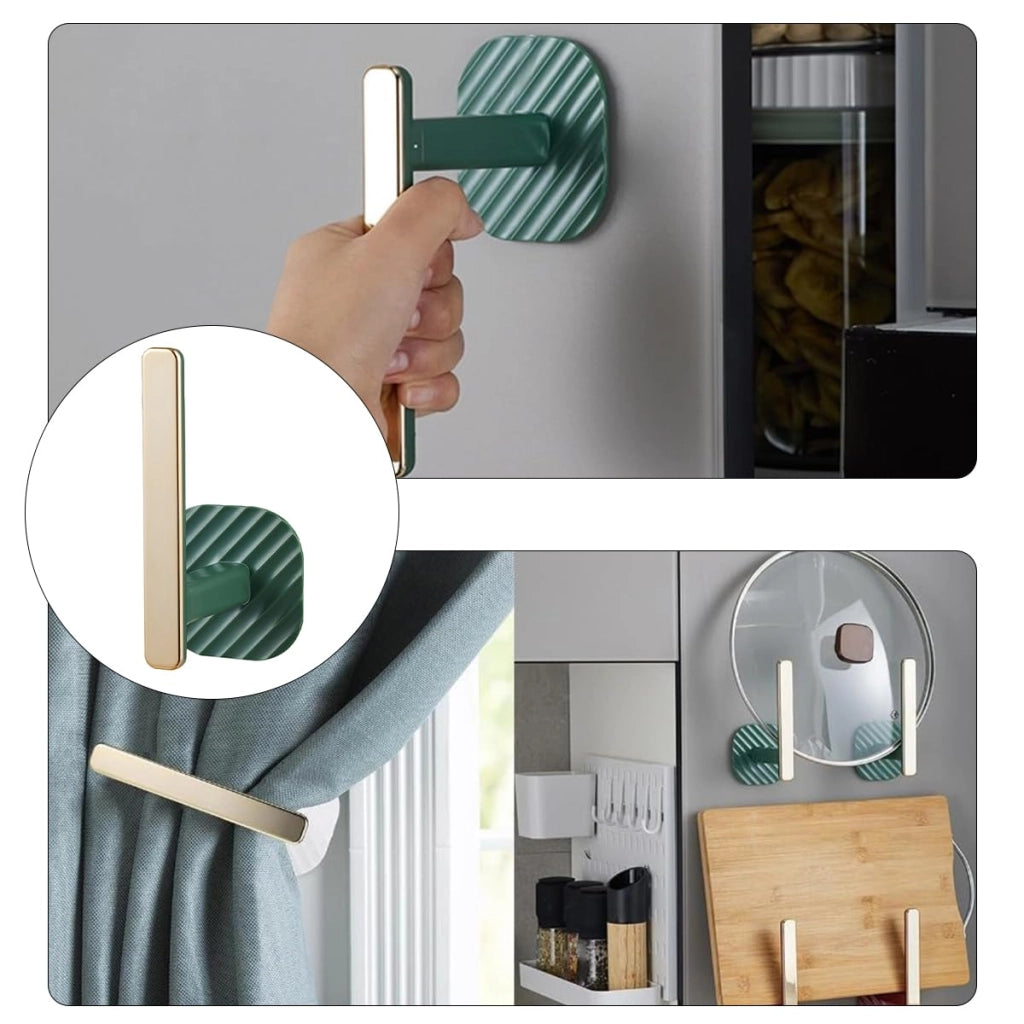 2 ganci adesivi per tende, colore verde, dimensioni 14,5 x 7 cm, multifunzione