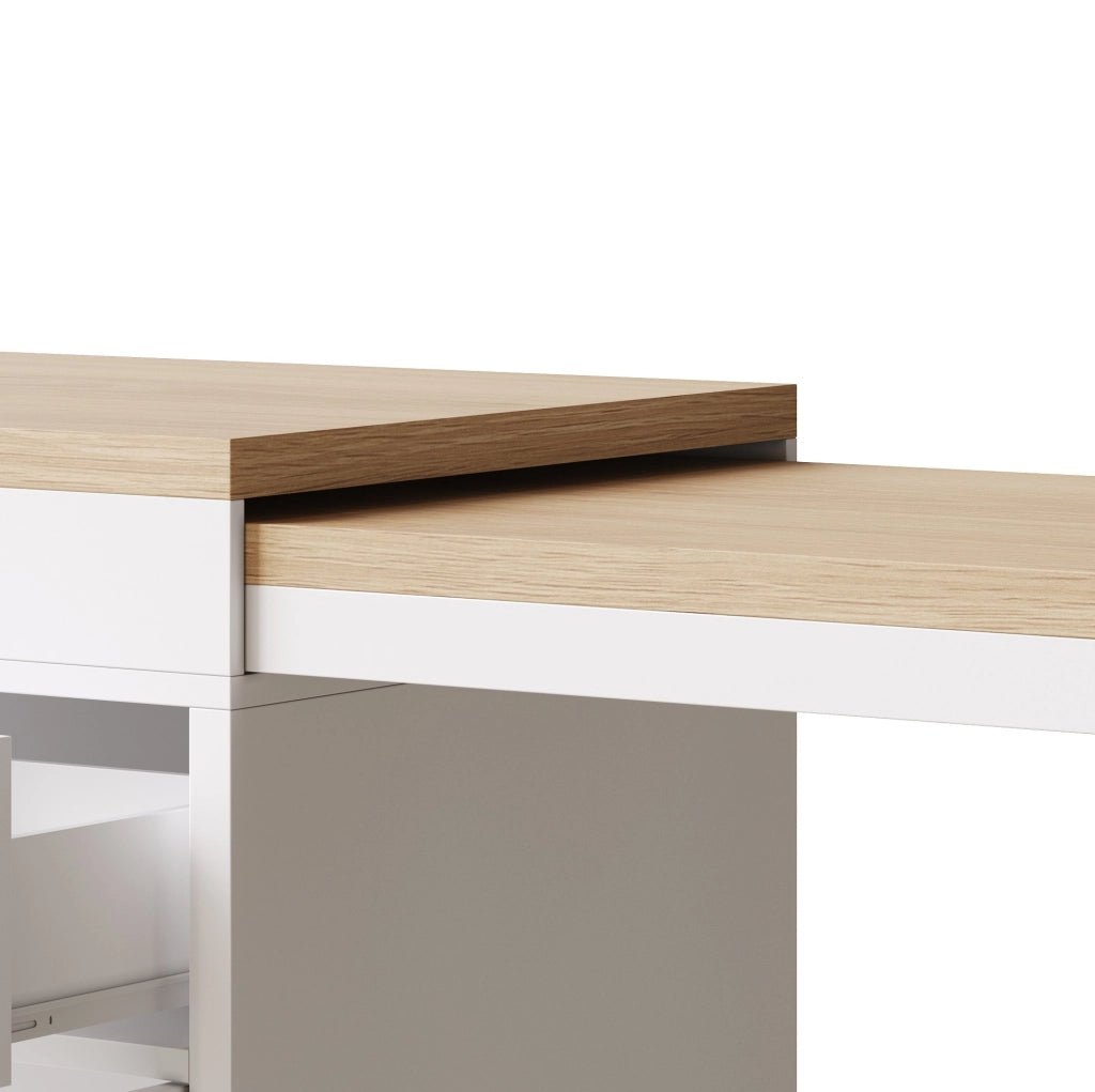 Carrello bar moderno estraibile con piano allungabile, organizer girevole a 360°, ripiani regolabili, carrello da cucina con ruote e portasalviette