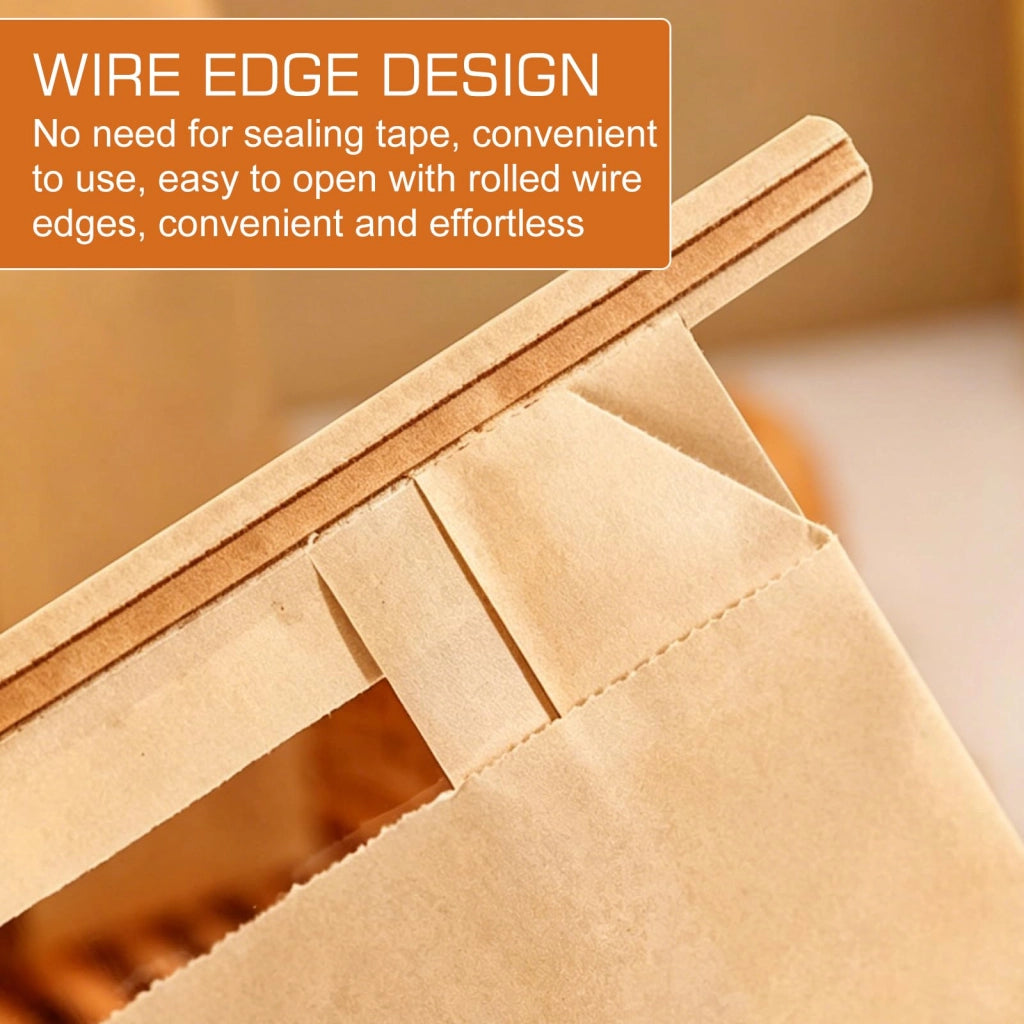 50 sacchetti di carta kraft grandi con finestra, dimensioni 35x21x9 cm