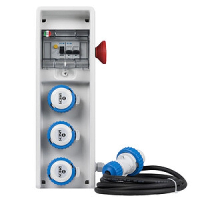 Quadro di Distribuzione da Cantiere 3 Prese 16A 230V IP65 con Pulsante di Emergenza Fanton Compact ASC