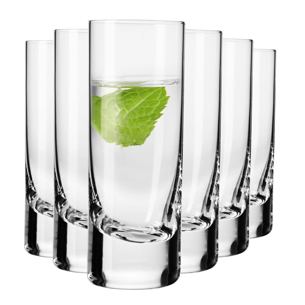 Set di 6 bicchieri da shot, capacità 60 ml, trasparenti, design classico