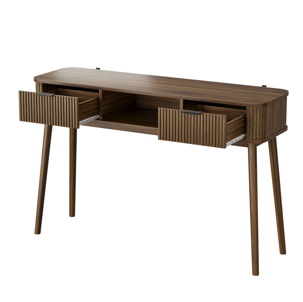 CONSOLLE Mid-Century con 2 cassetti e vano a giorno effetto noce