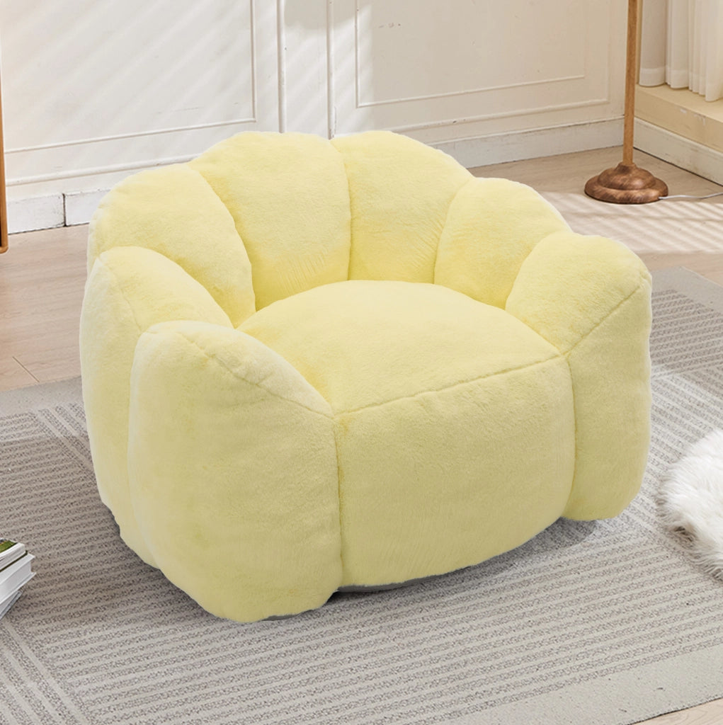Divano pouf 110x110x68 cm in velluto giallo senza montaggio per salotto e camera