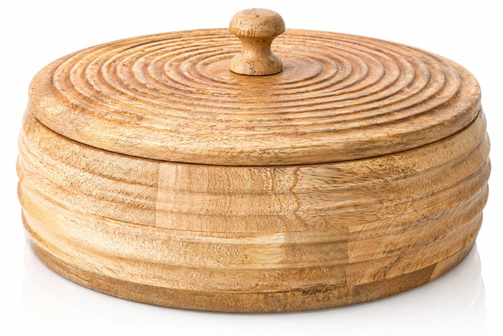 Riscaldatore per tortillas in legno, 23 cm, con coperchio, color naturale