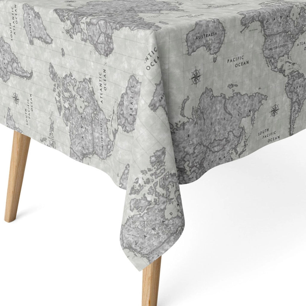 Tovaglia rettangolare, 140x140 cm, impermeabile, grigia, resistente alle macchie