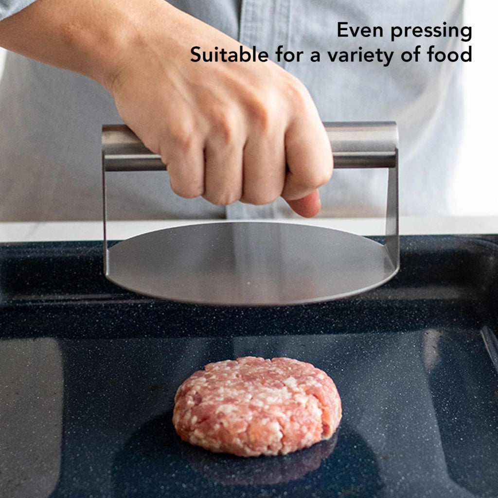 Pressa per hamburger in acciaio inossidabile, rotonda, per ottenere hamburger uniformi
