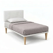 Letto 1 Piazza e Mezza con Rete Rivestita 120x190 cm Similpelle Bianco Tessis Testata Flat