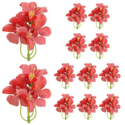 Fiori di orchidea artificiali, 12 pezzi, 8x6 cm, color rosso chiaro