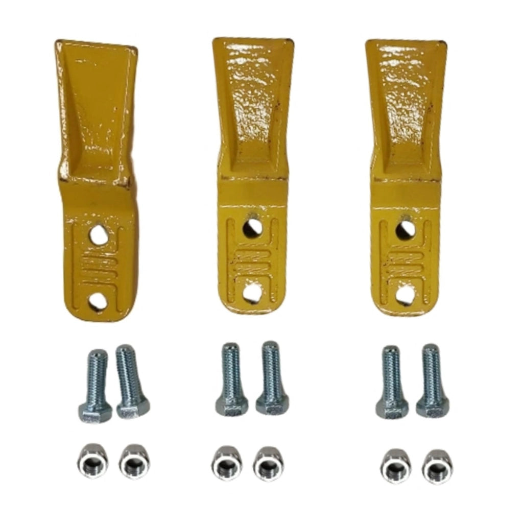 Denti per escavatore, 3 pezzi, modello 23FP, Acciaio al carbonio, colore giallo