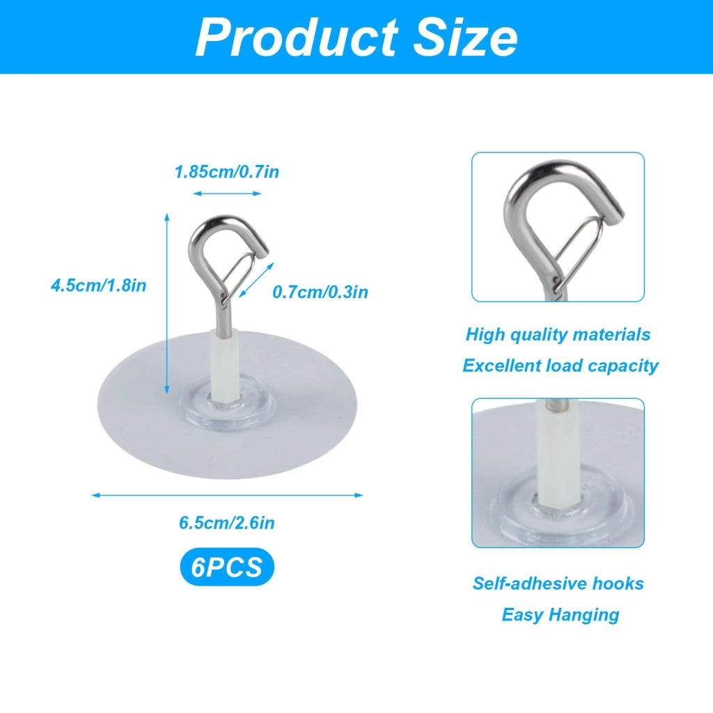6 ganci adesivi per soffitto e parete, extra resistenti, senza necessità di foratura