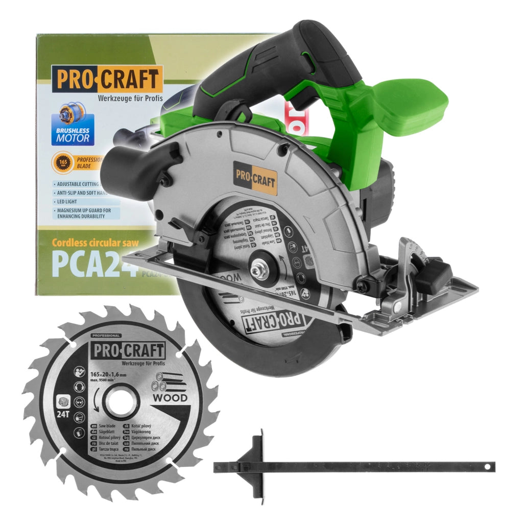 Sega circolare a batteria Procraft PCA24bb, Ø 165 mm, 5000 giri/min, senza batteria e caricabatterie