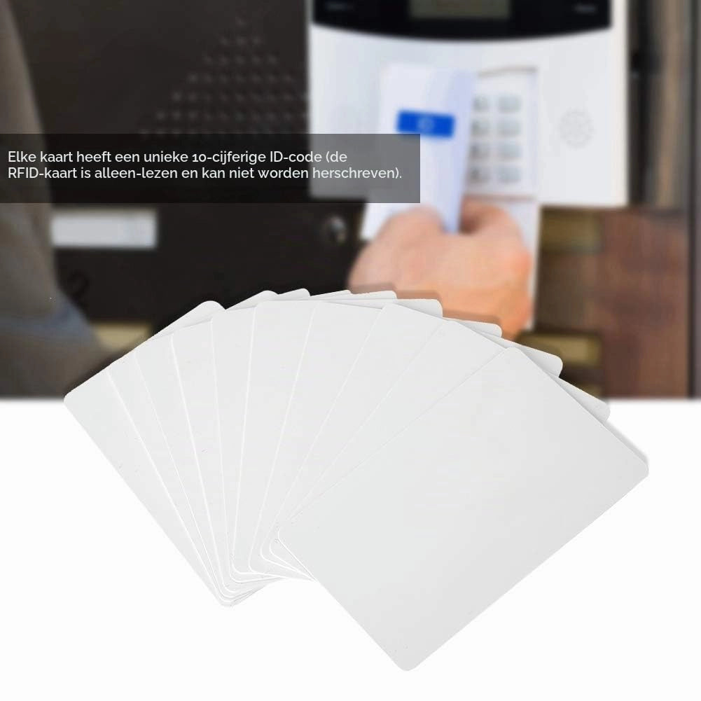 100 schede RFID a 125 kHz, tipo EM4100, colore bianco, dimensioni 86x54 mm, utilizzabili come tessere di accesso