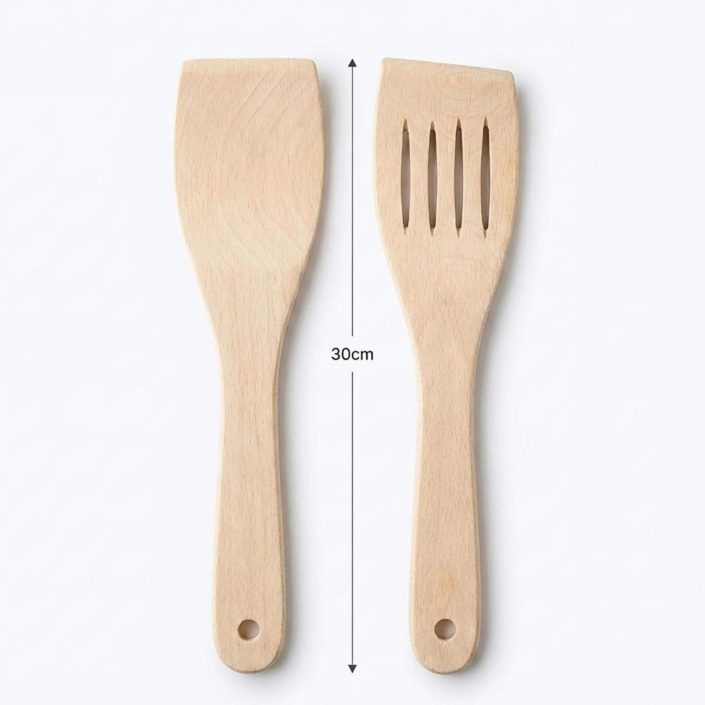 Set di due spatole in legno, lunghezza 30 cm – Ideale per cucinare e preparare dolci