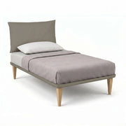 Letto 1 Piazza e Mezza con Rete Rivestita 120x200 cm Similpelle Cappuccino Tessis Testata Soft