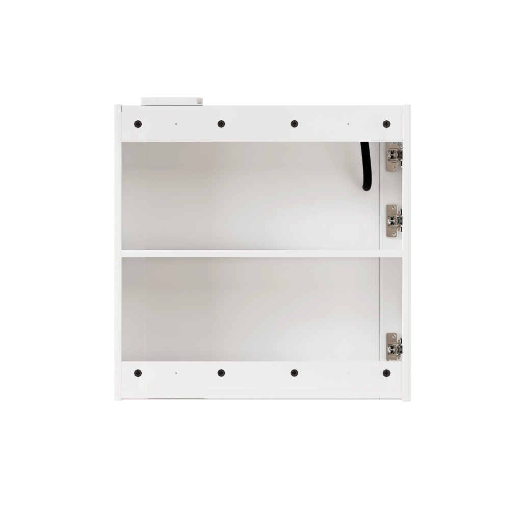 Armadio a specchio LED 72x24.5x73 cm da parete in MDF e vetro bianco