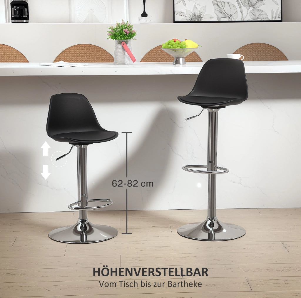 SGABELLO da bar regolabile e girevole, Set da 2 pezzi, similpelle nera