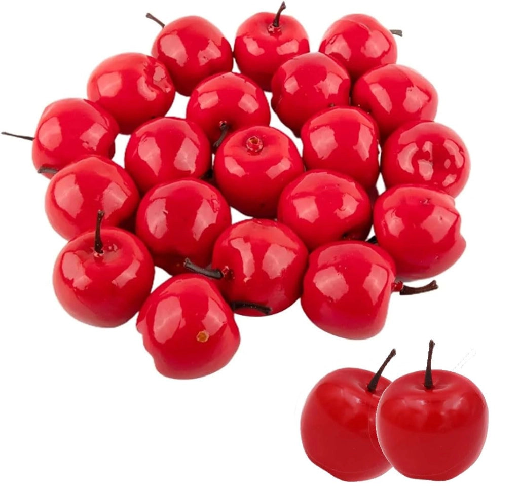 20 piccole mele artificiali rosse, 53 x 36 mm, decorazioni realistiche
