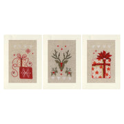 Set di biglietti da collezione con ricami a punto croce, confezione da 3, dimensioni 10x15 cm, tema natalizio