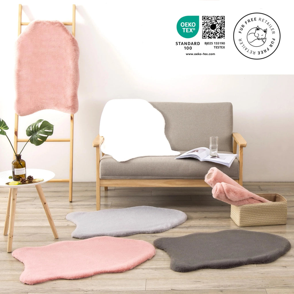 Tappeto in ecopelle, pelo corto, alta densità, color rosa, 40x60 cm