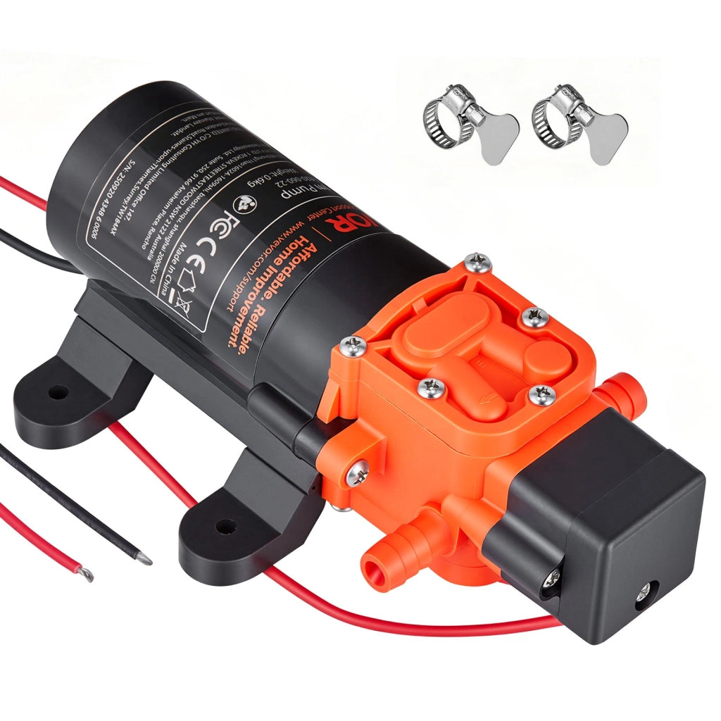 Pompa dell'Acqua a Membrana Autoadescante 12V CC 72W 4,5 L/min 80 PSI, Pompa a 2 Camere per Camper Barche e Irrigazione Giardino
