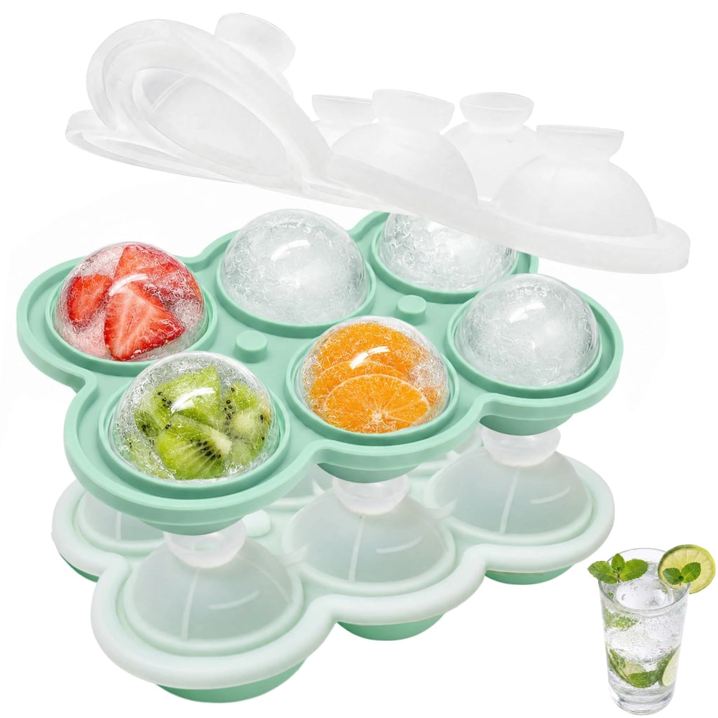 Stampi in silicone per cubetti di ghiaccio, 2 pezzi, colore verde, forma rotonda