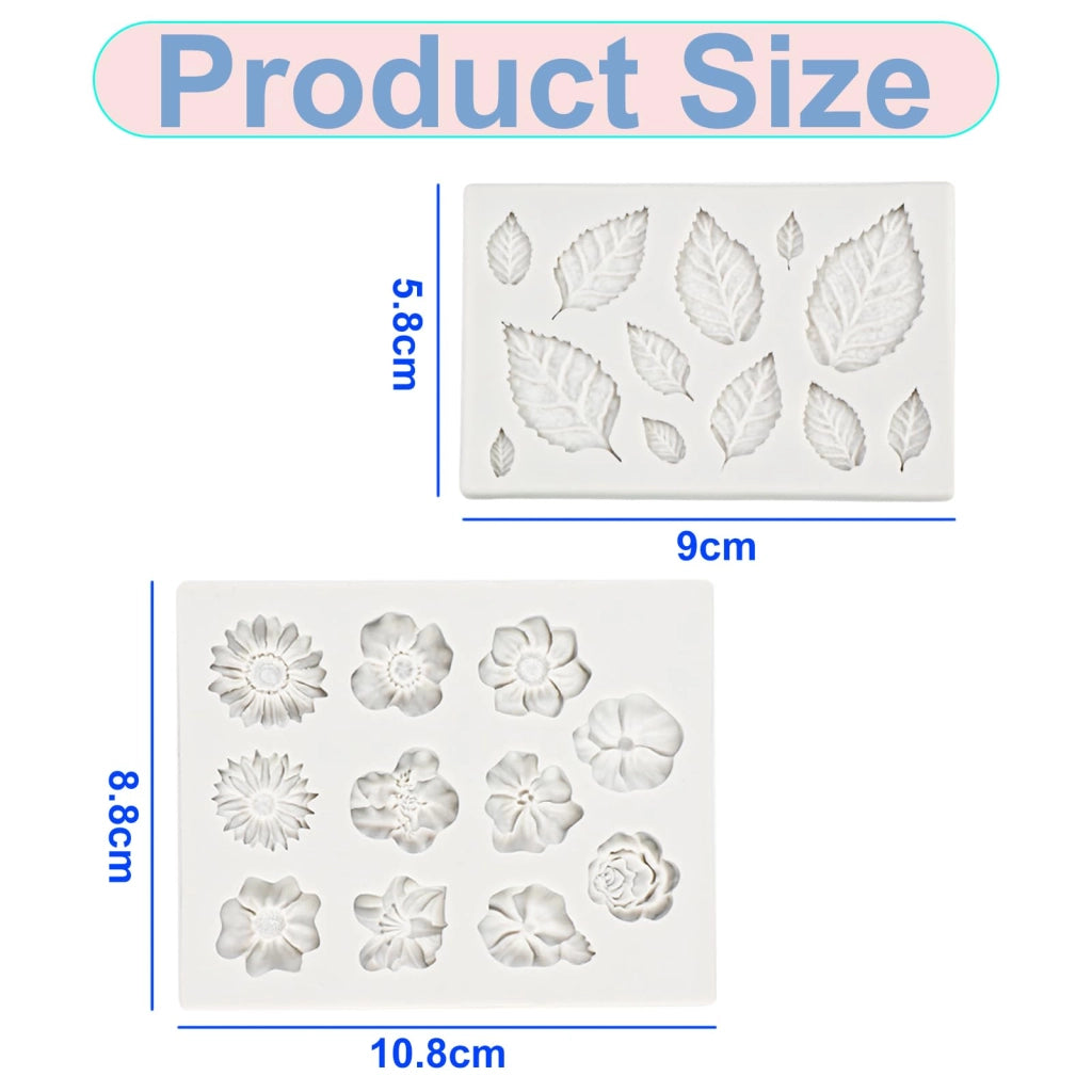 Stampo in silicone a forma di fiore 3D, set da 2 pezzi, composto da margherite e foglie