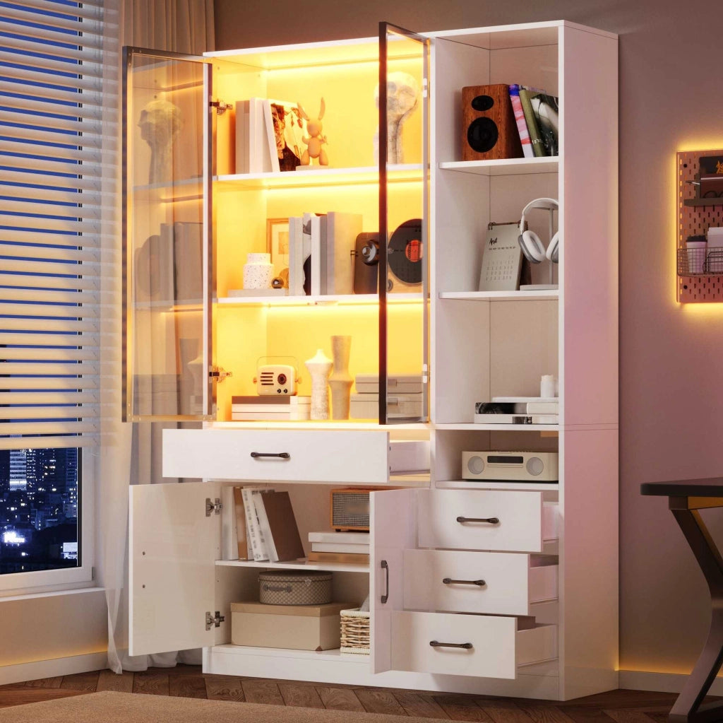 Letto contenitore 120x35 cm con LED; USB/Type-C; cassetti; Particle Board; bianco – SuerZaro