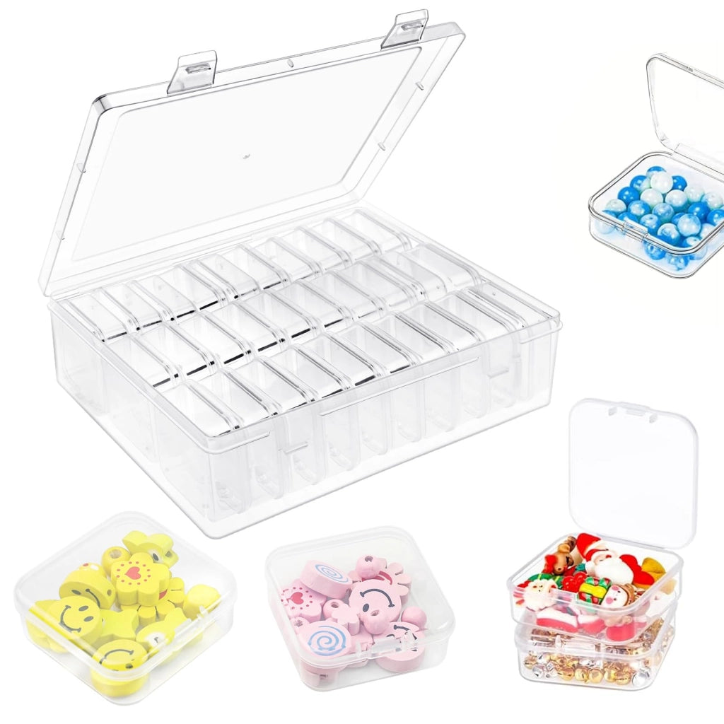 30 mini contenitori trasparenti con coperchio, dimensioni 5,5 x 5,5 x 2 cm