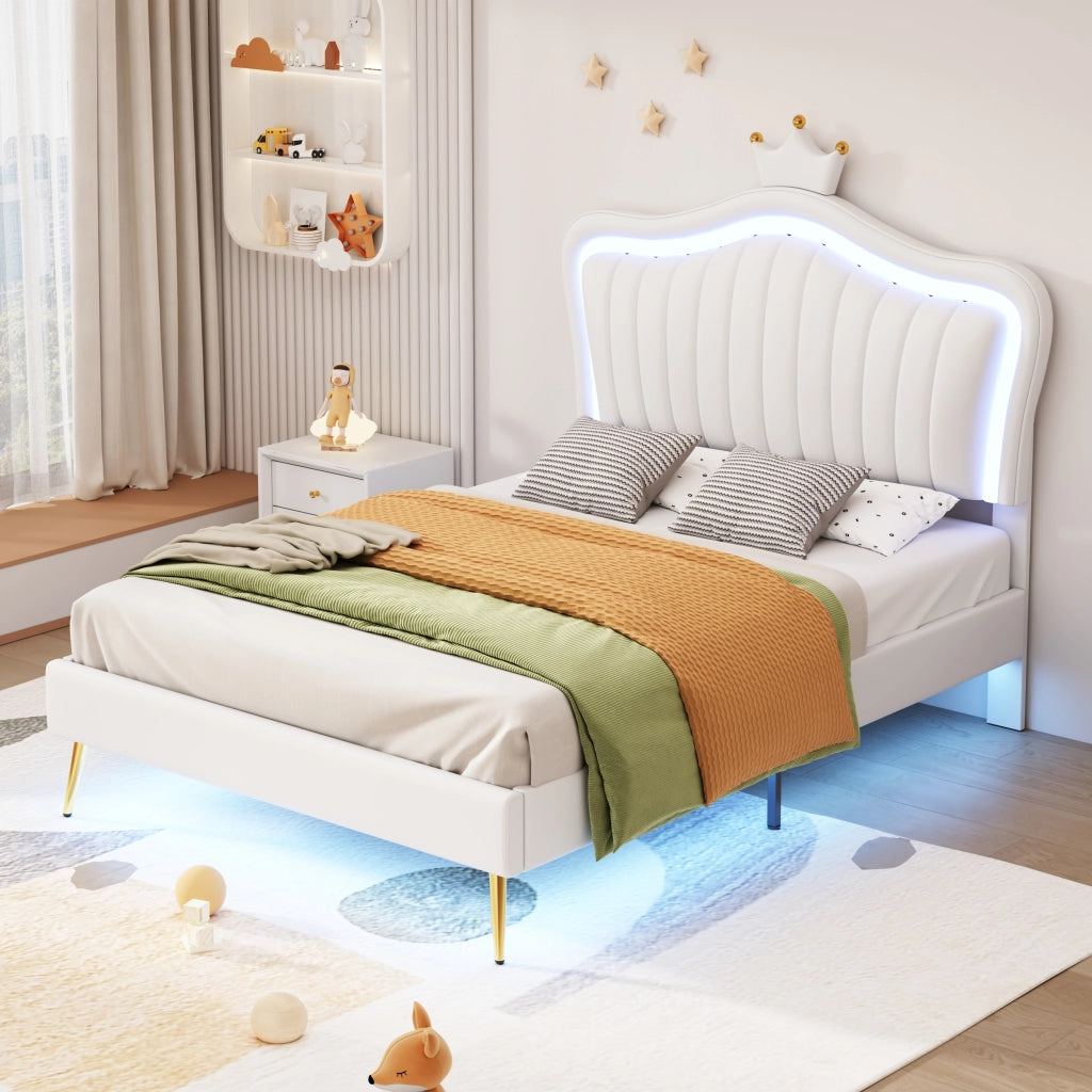 Letto per bambini 90 x 200 cm bianco con testiera a conchiglia