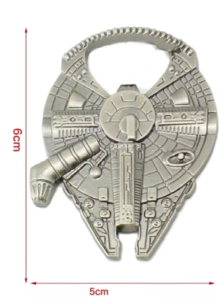 Apribottiglie a forma della Millennium Falcon, realizzato in acciaio inossidabile