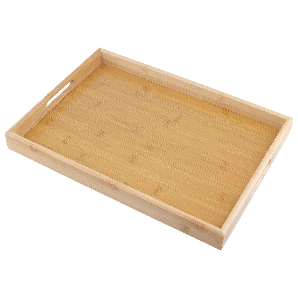 3 vassoi in bambù con maniglie, dimensioni 41x29x5 cm, forma rettangolare