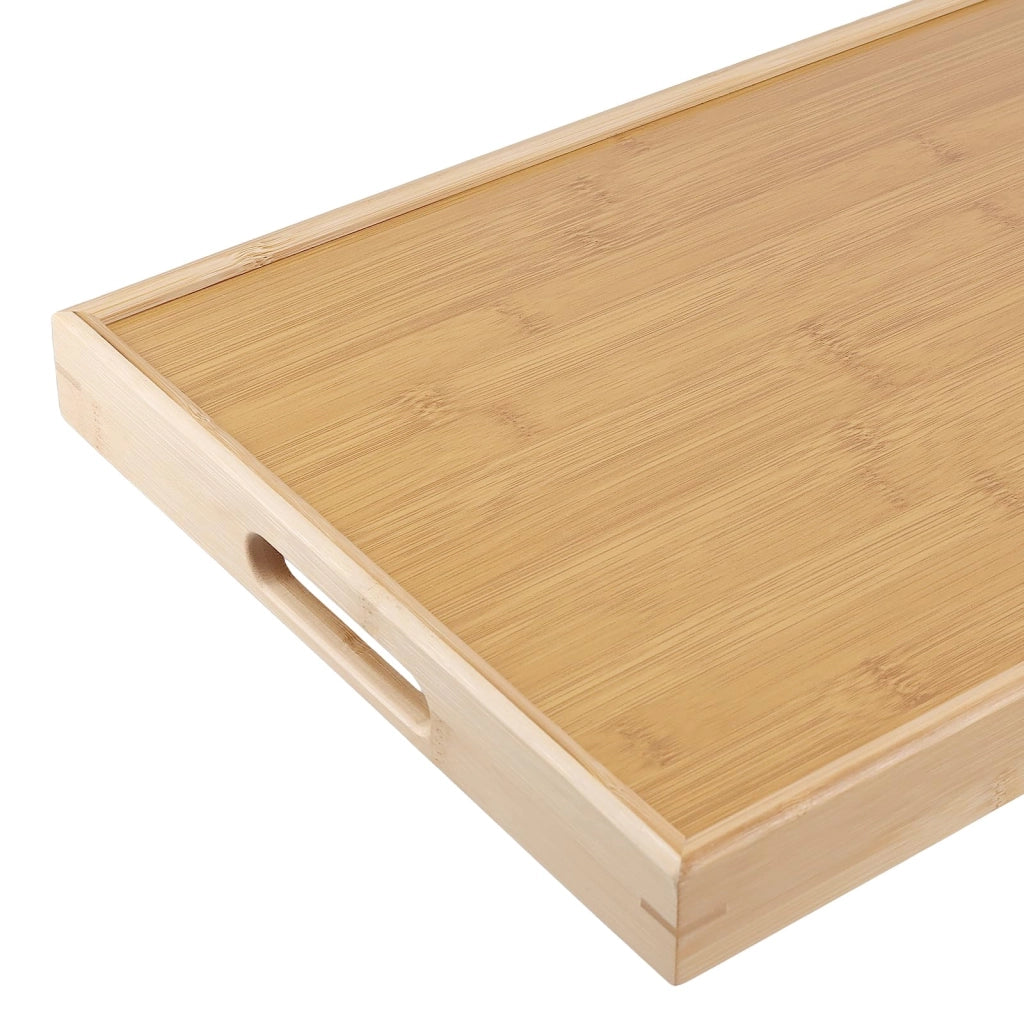 3 vassoi in bambù con maniglie, dimensioni 41x29x5 cm, forma rettangolare