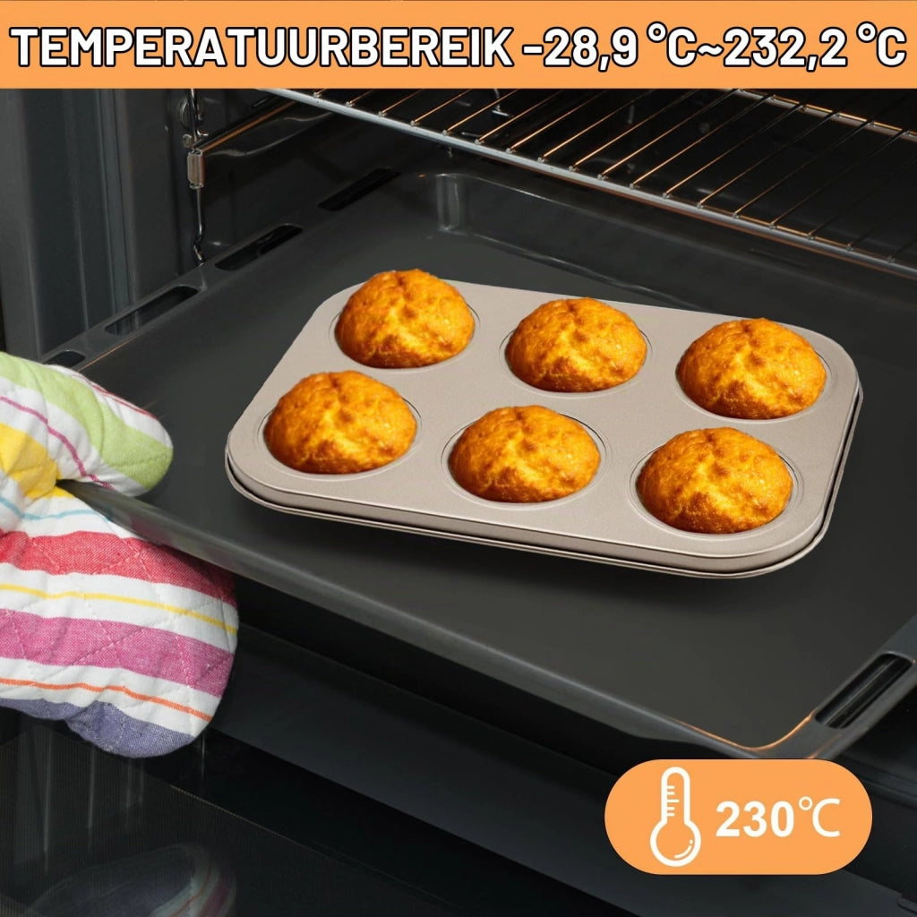 Set da 2 teglie per muffin Acciaio al carbonio, antiaderenti, dimensioni 26,5 x 18,5 cm