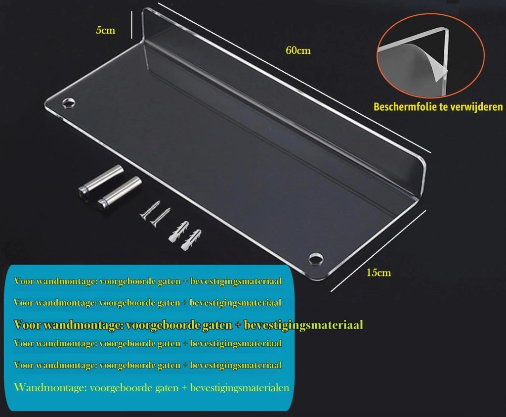 Portariviste da parete in acrilico, 60 cm, extra resistente, trasparente