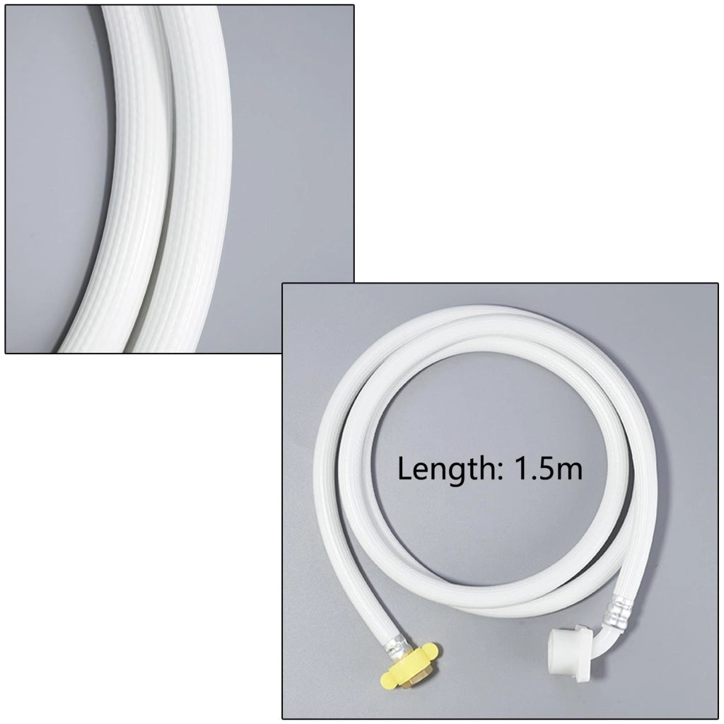 Tubo di alimentazione per lavatrici, in PVC, lunghezza 1,5 metri, con attacco da 3/4" e 1/2"