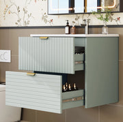 MOBILE BAGNO Sospeso con lavabo 61x46x57 cm MDF e ceramica verde menta