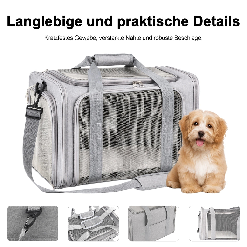 TRASPORTINO Pieghevole per Cani e Gatti 45x30x30 cm Grigio