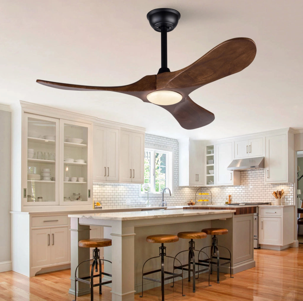 Ventilatore da soffitto con luce 42 pollici (106 cm), nero e noce scuro, telecomando