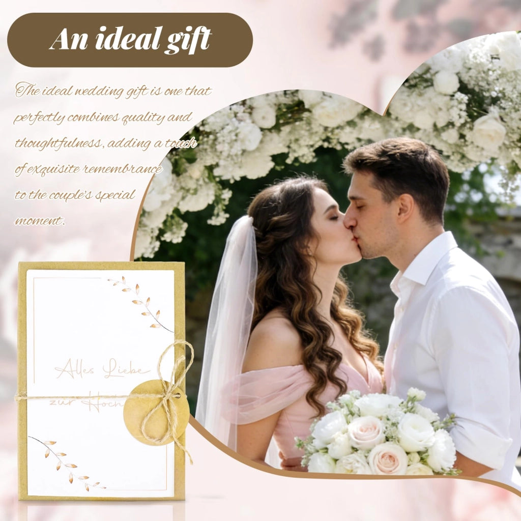 Scatola per il regalo di denaro per il matrimonio, con biglietto e fiori secchi